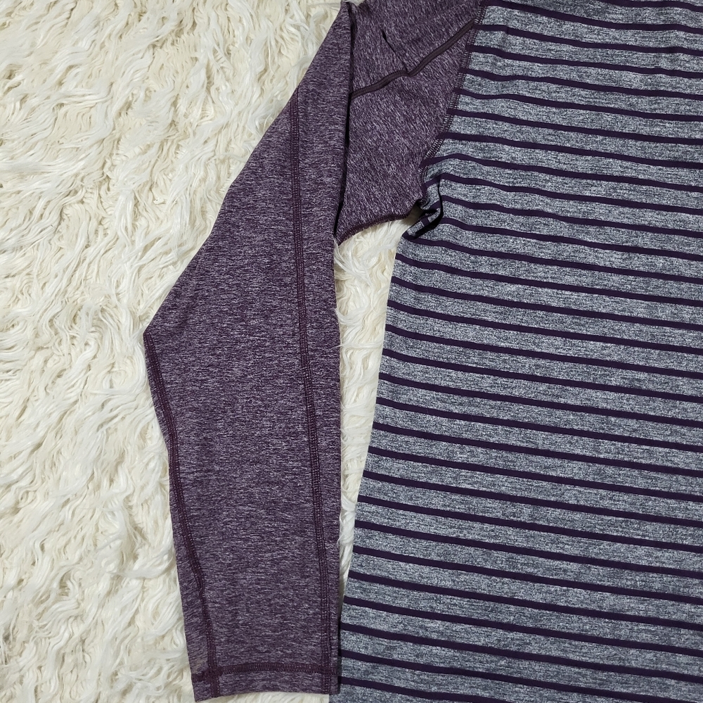 Lululemon Surge Warm 1/4 Zip Pullover Yachtie Stripe Heathered Grey Purple Large - Picture 15 of 16